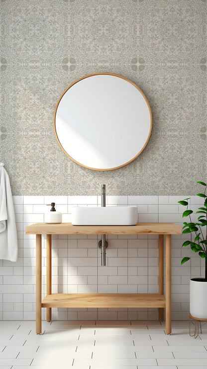 Vintage Floral Wallpaper Beige Botanical Pattern Wall Mural