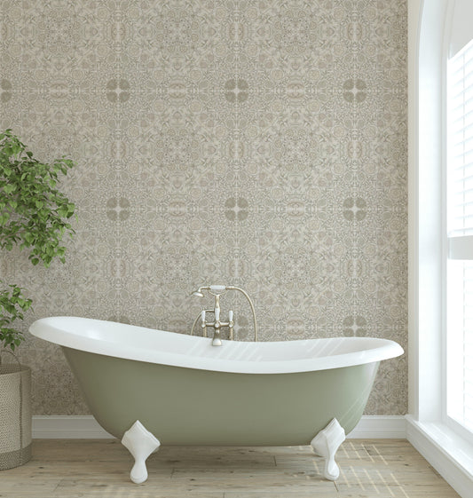 Vintage Floral Wallpaper Beige Botanical Pattern Wall Mural