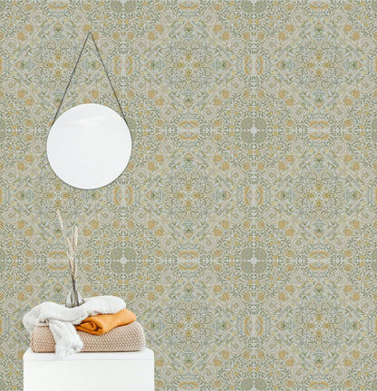 Vintage Floral Wallpaper Sage Green Damask Wall Mural