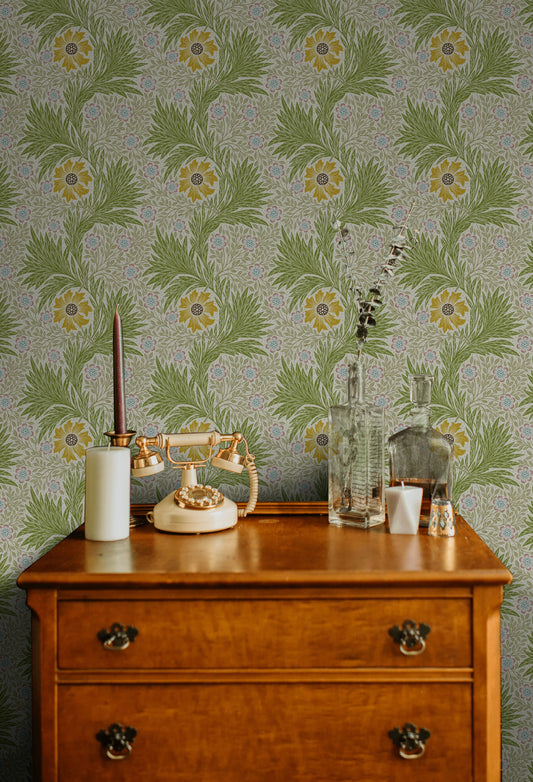 Botanical Leaf Wallpaper Green Foliage Pattern Wall Mural