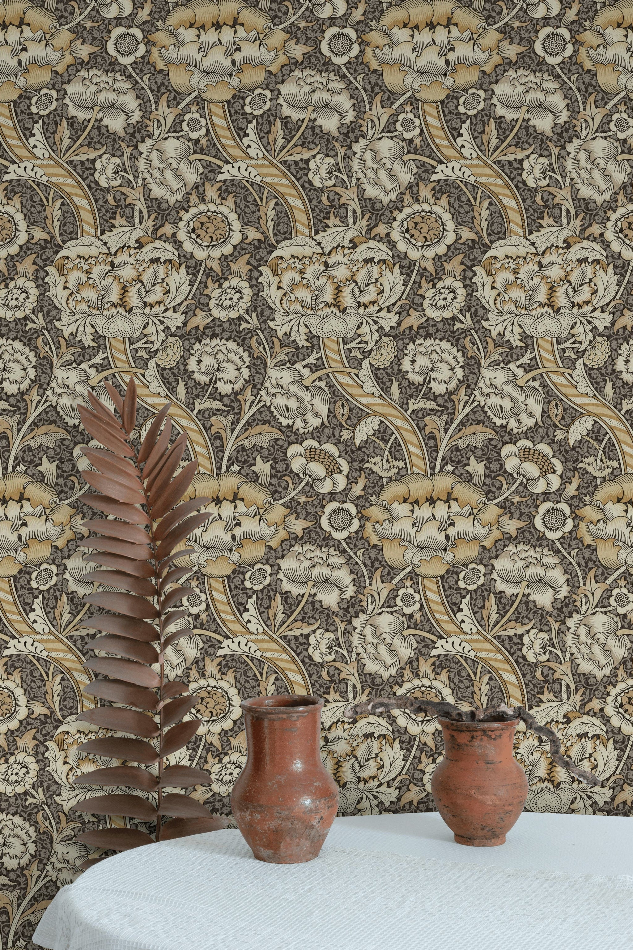 Vintage Floral Wallpaper Dark Botanical Pattern Wall Mural