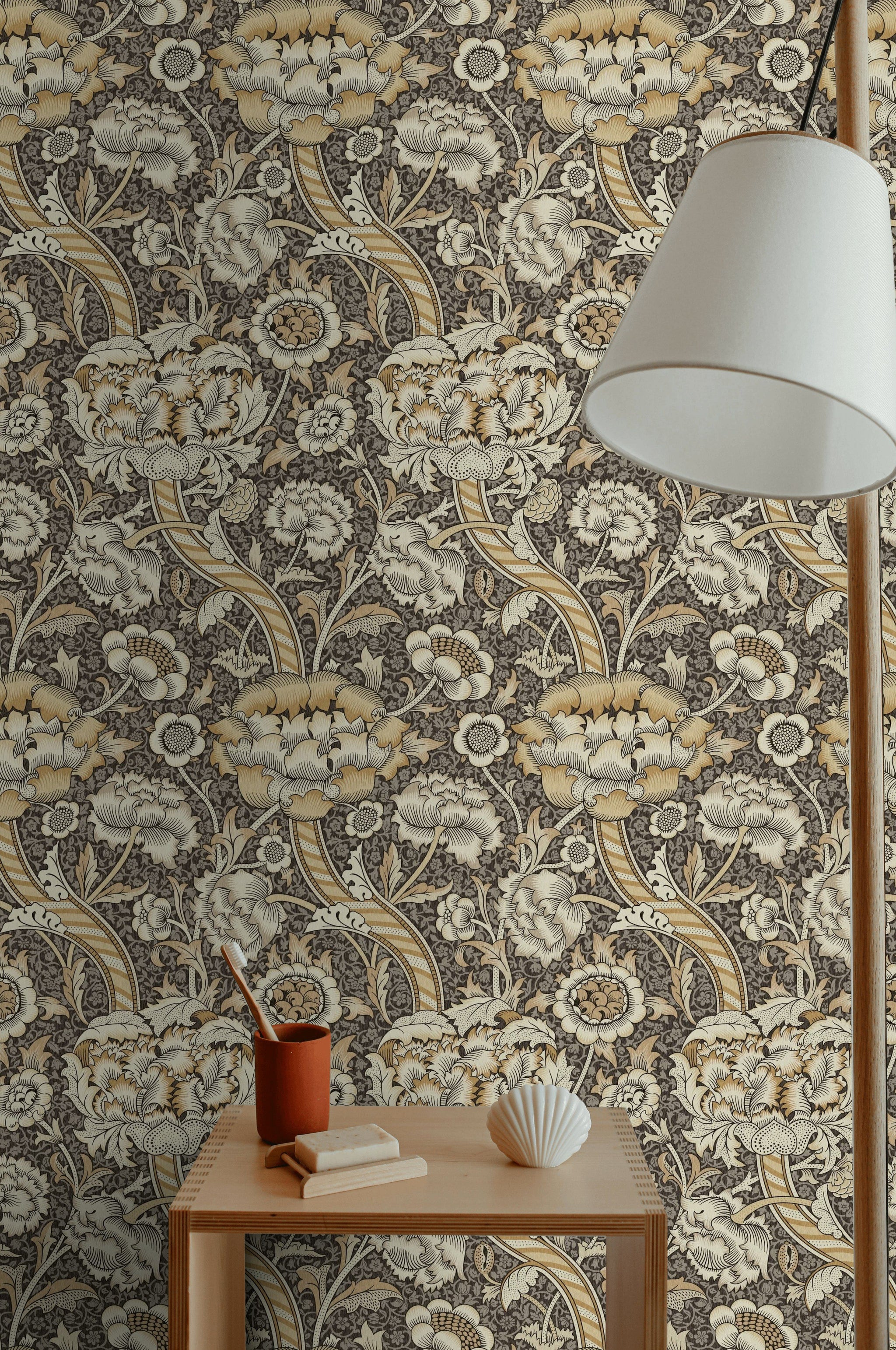 Vintage Floral Wallpaper Dark Botanical Pattern Wall Mural