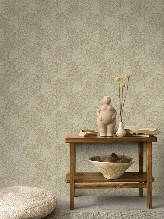 Vintage Floral Wallpaper Beige Botanical Pattern Wall Mural