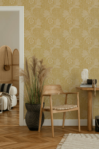 Vintage Floral Wallpaper Gold Botanical Pattern Wall Mural
