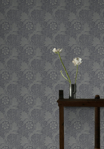 Vintage Floral Wallpaper Dark Gray Botanical Wall Mural