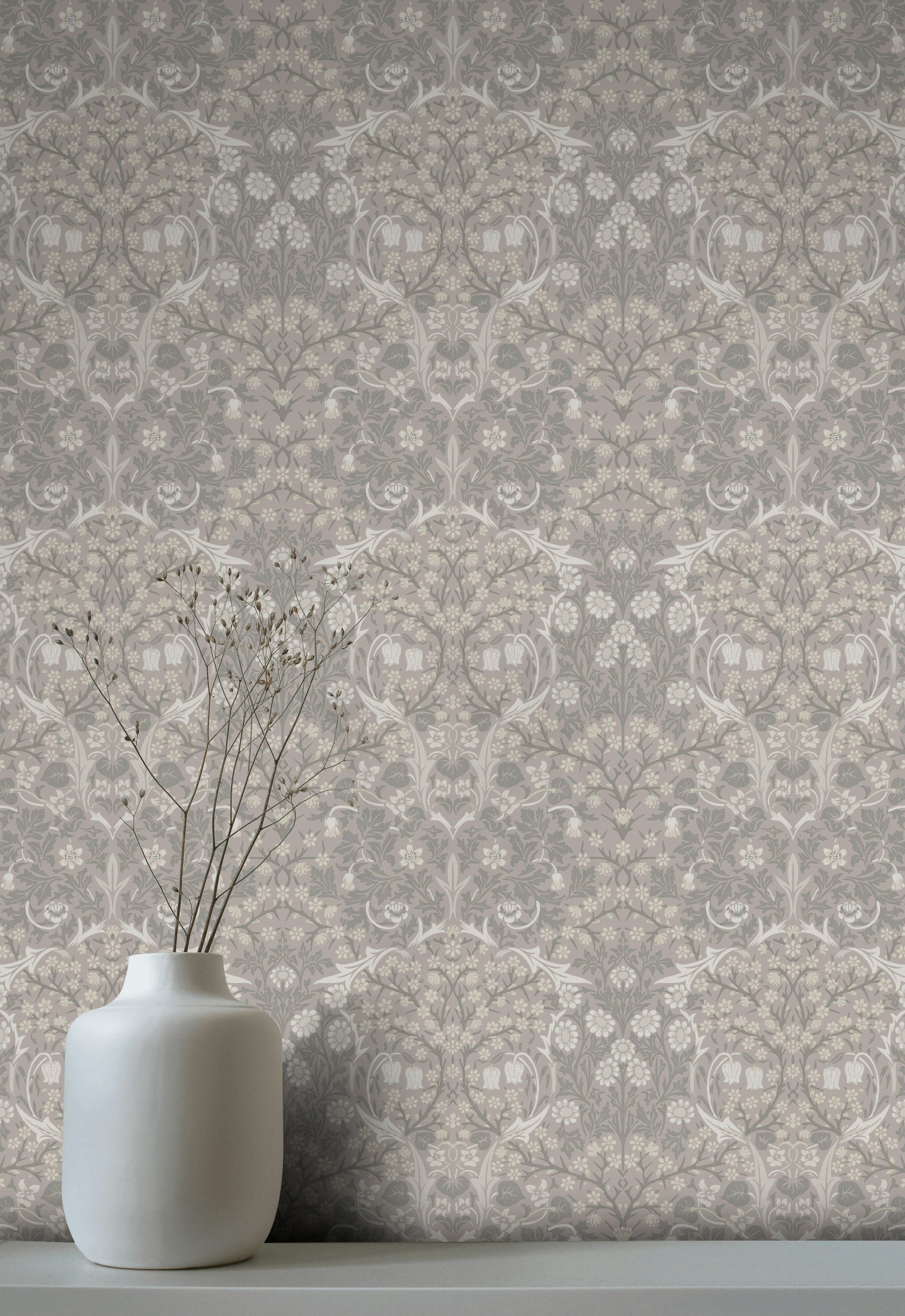 Vintage Floral Wallpaper Neutral Botanical Pattern Wall Mural