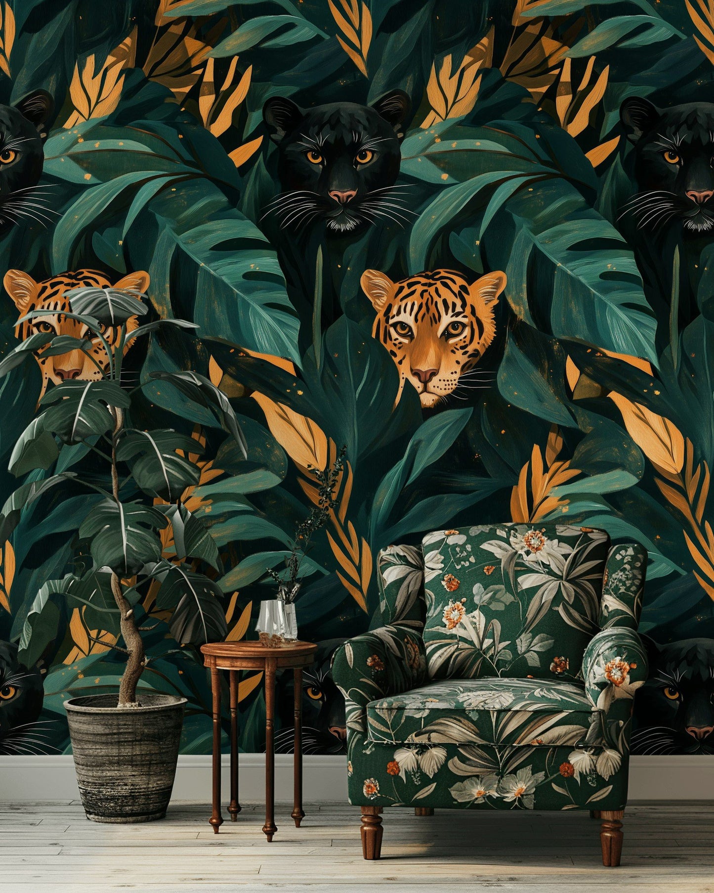 Tropical Jungle Cat Wallpaper Exotic Animal Wall Mural