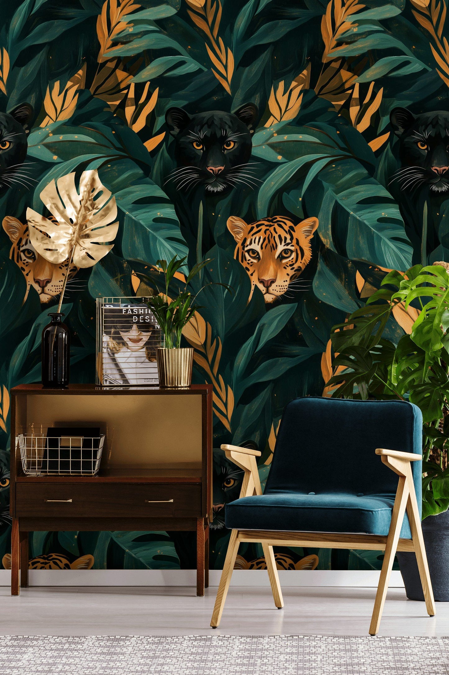 Tropical Jungle Cat Wallpaper Exotic Animal Wall Mural