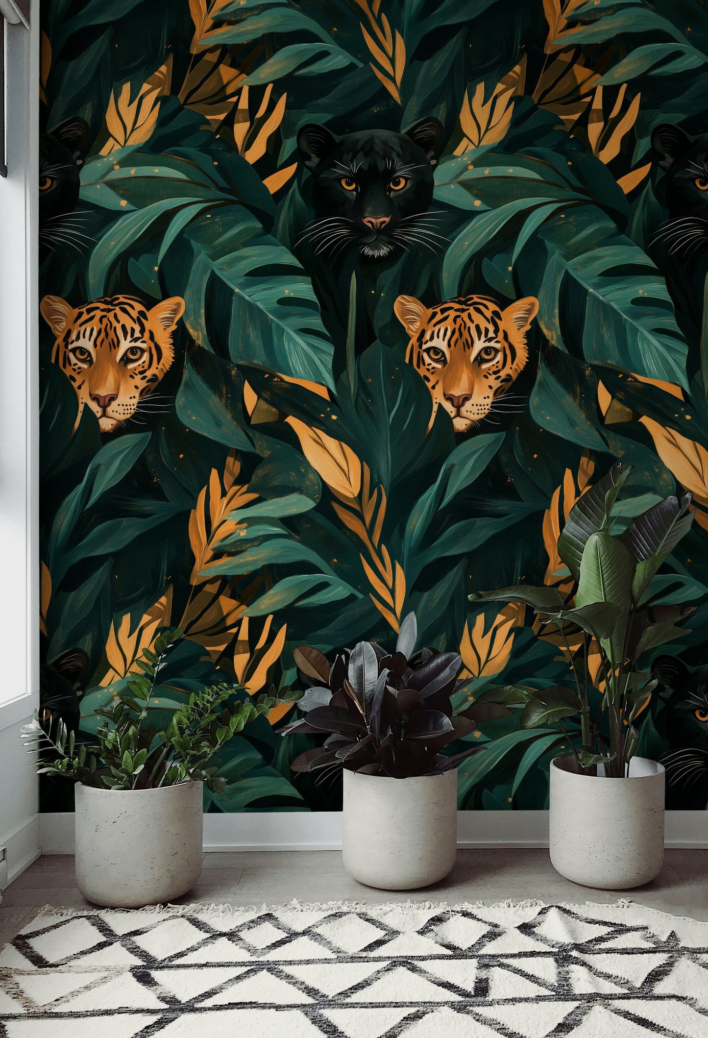 Tropical Jungle Cat Wallpaper Exotic Animal Wall Mural