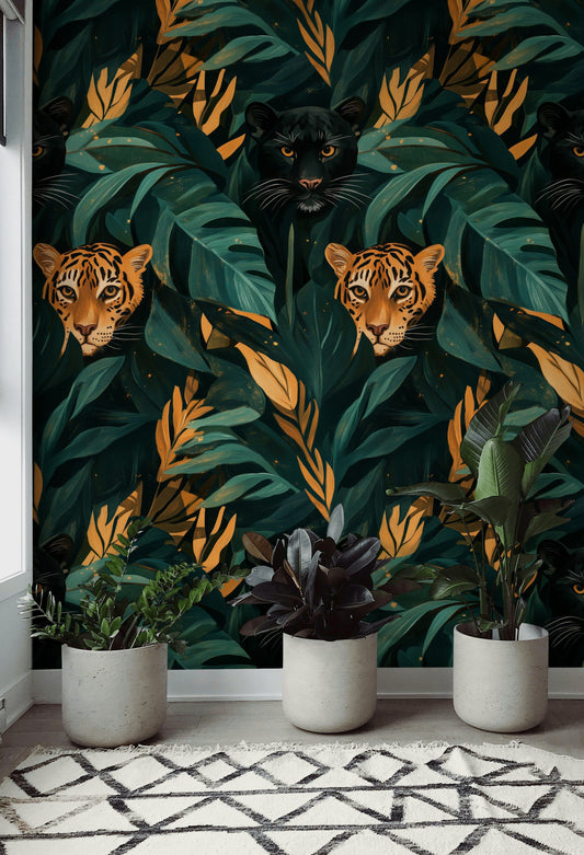 Tropical Jungle Cat Wallpaper Exotic Animal Wall Mural