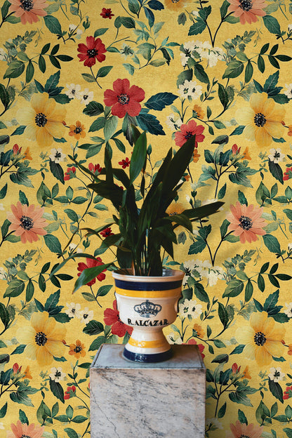 Sunny Yellow Wildflower Botanical Wallpaper