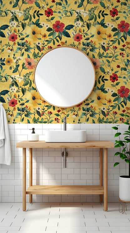 Sunny Yellow Wildflower Botanical Wallpaper