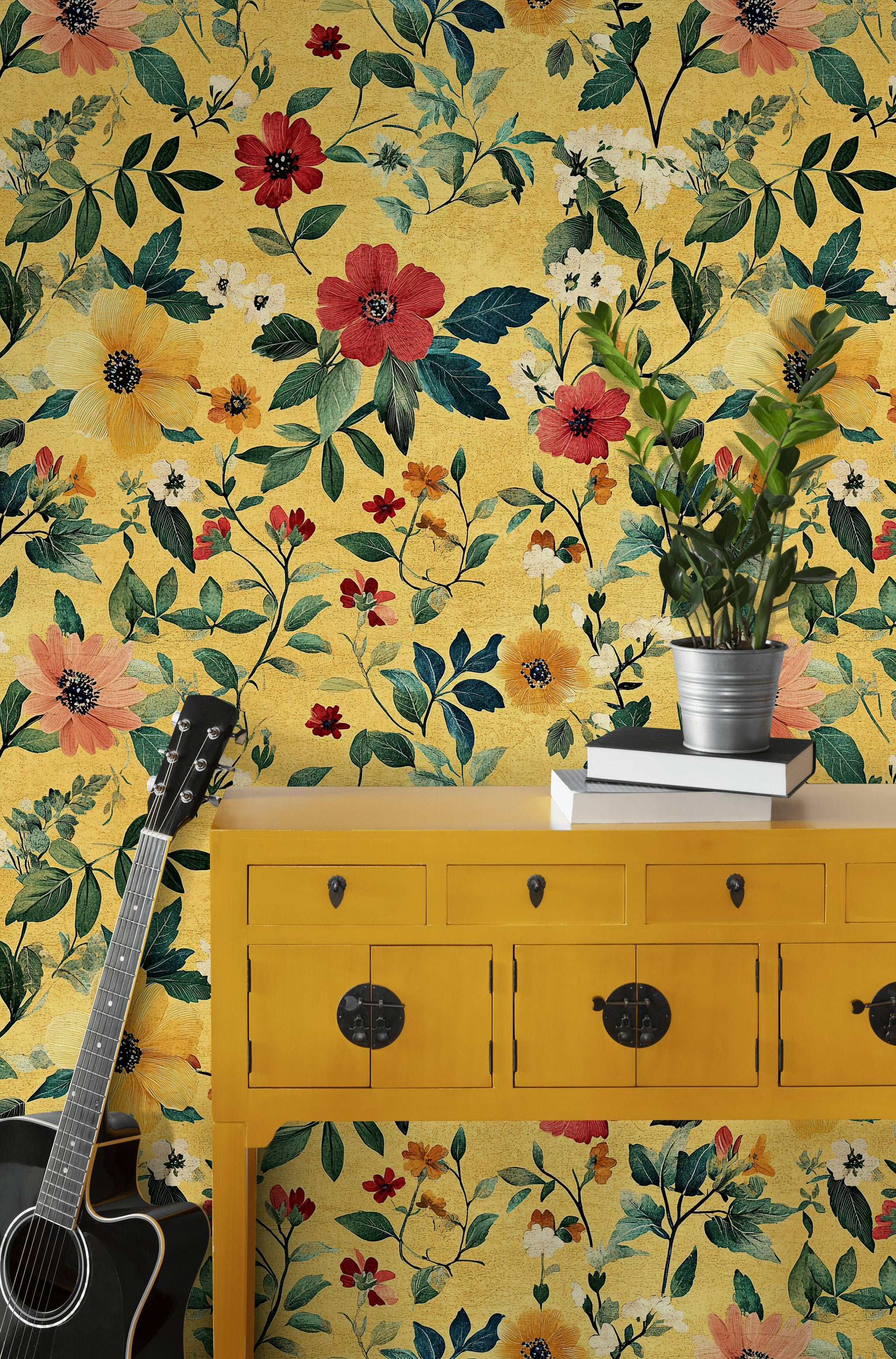 Sunny Yellow Wildflower Botanical Wallpaper