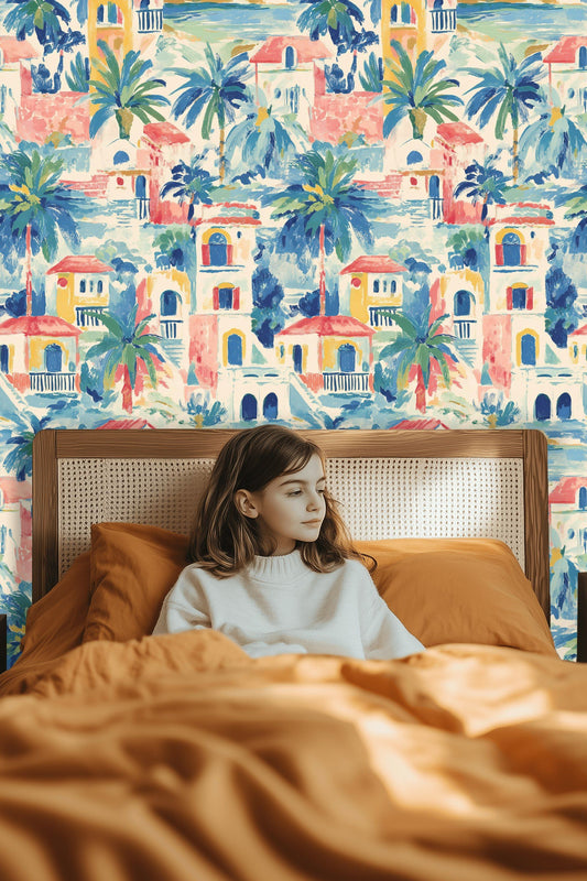 Colorful Mediterranean Wallpaper Tropical Wall Mural