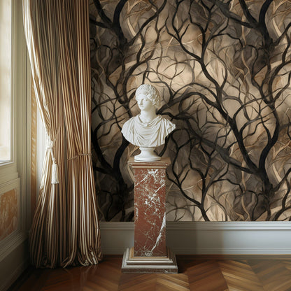 Shadowed Tan Abstract Branches Wallpaper