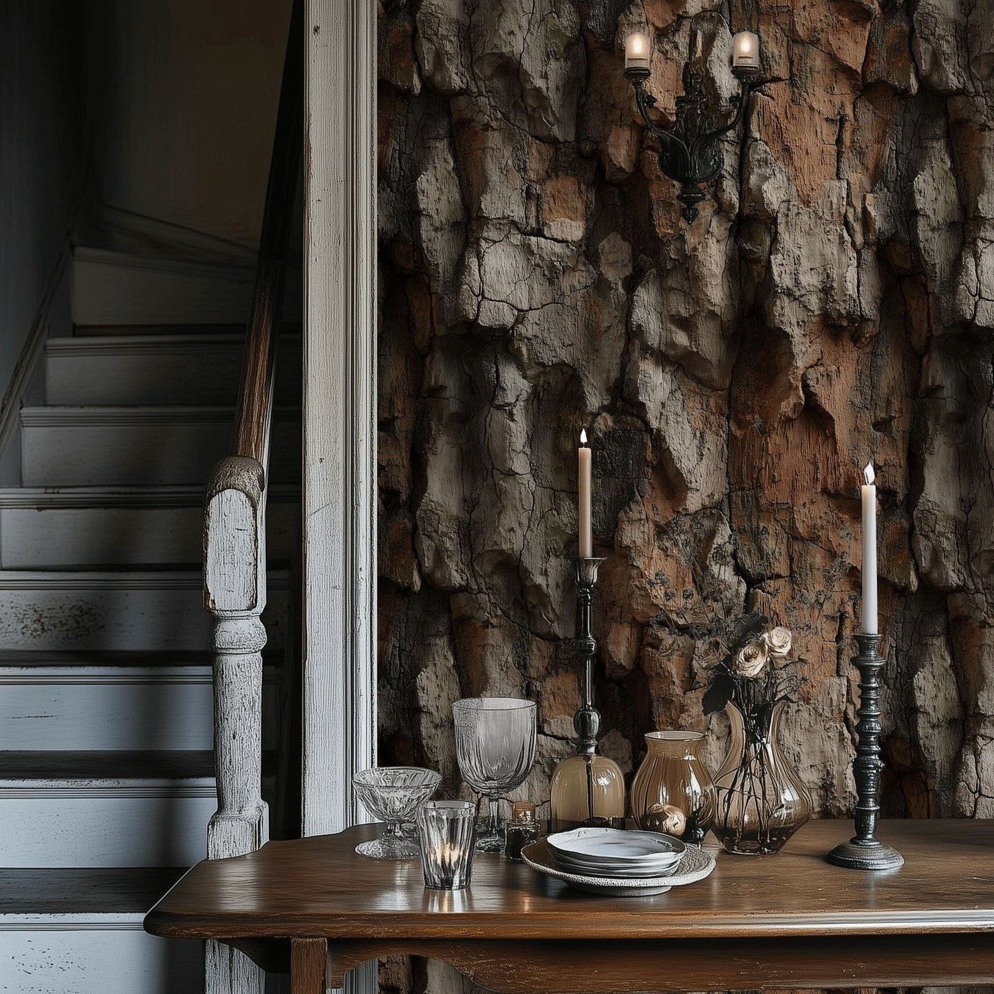 Realistic Tree Bark Texture Wallpaper Rustic Wood Wall Mural