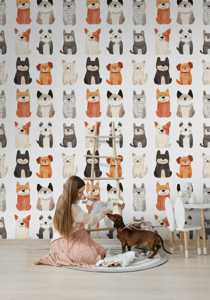 Playful Pet Pattern Kids Wallpaper
