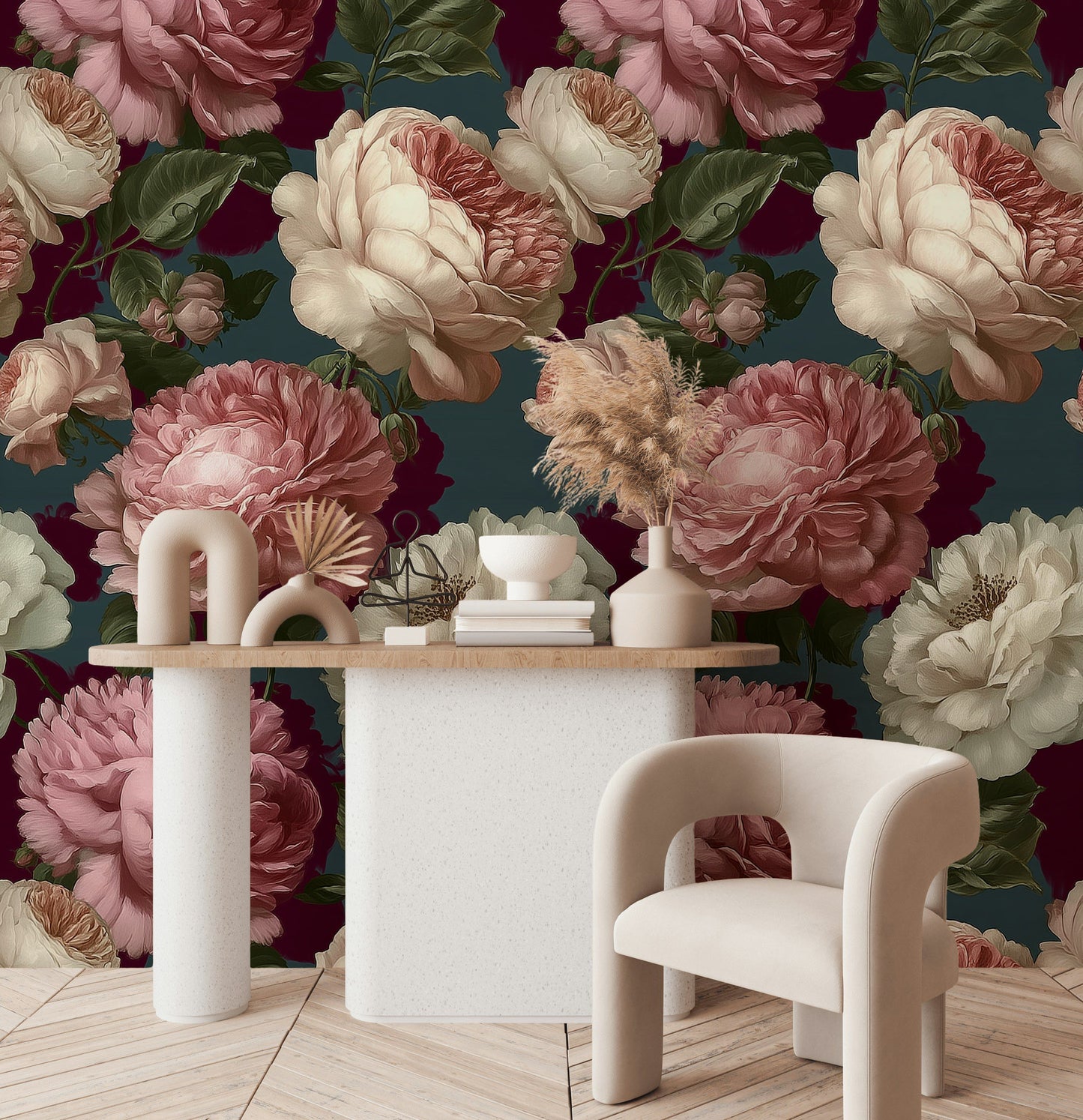 Peony Garden Wallpaper Pink Floral Mural Classic Wall Decor