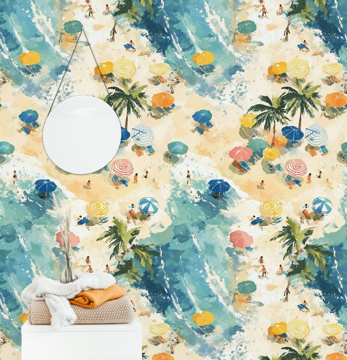 Beach Umbrella Wallpaper Coastal Tropical Wall Mural