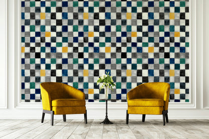 Multicolor Checkered Geometric Pattern Wallpaper