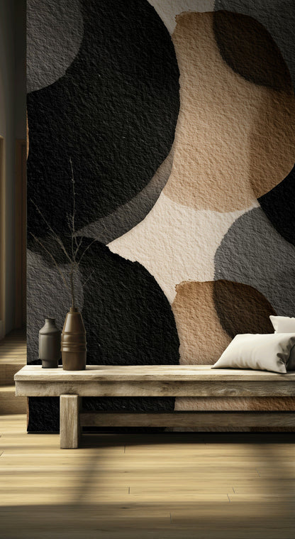 Earthy Tones Abstract Wave Pattern Wallpaper