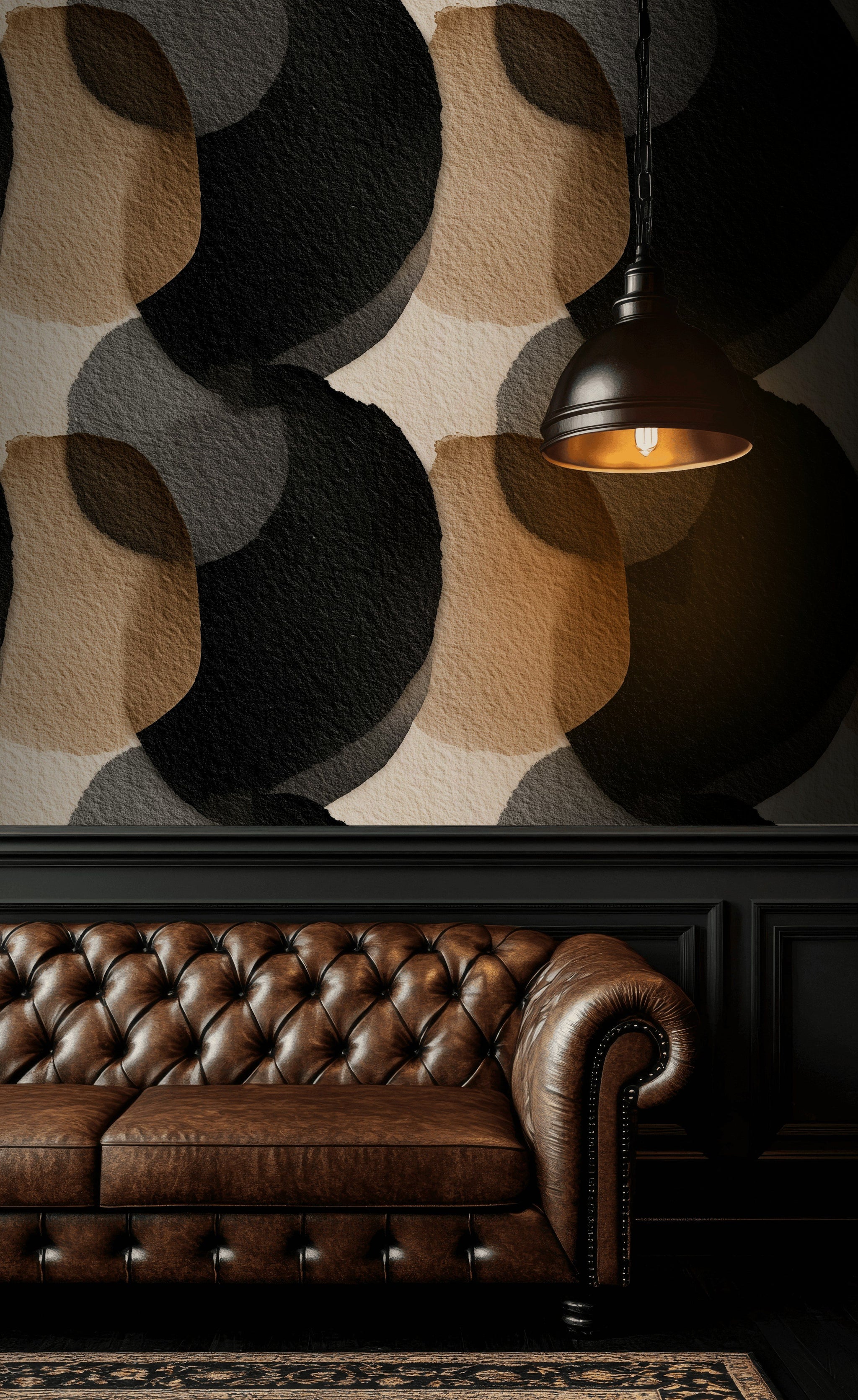 Earthy Tones Abstract Wave Pattern Wallpaper