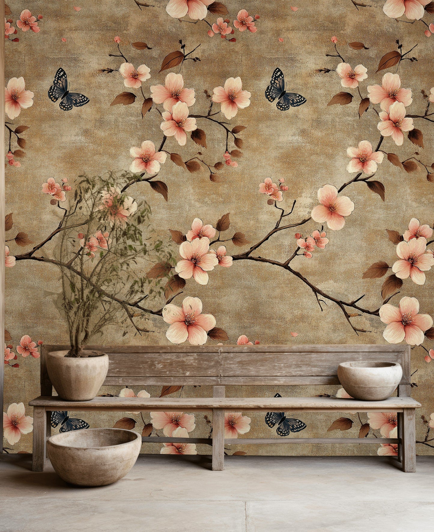 Cherry Blossom Wallpaper Vintage Floral Wall Mural