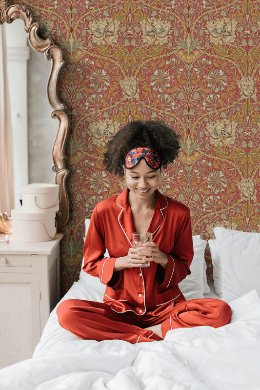 Vintage Floral Wallpaper Red Botanical Vines Wall Mural