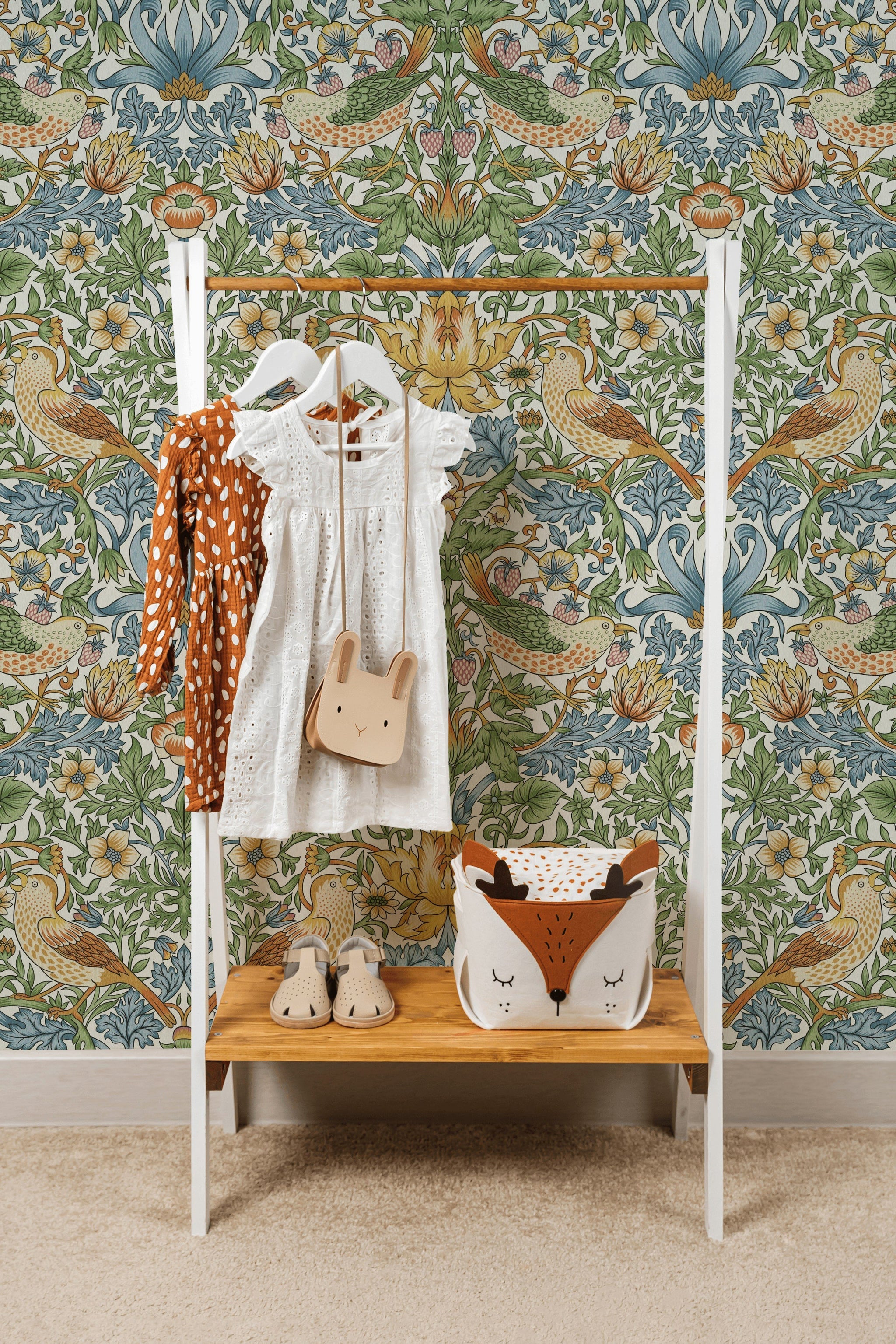 Bird and Floral Wallpaper Vintage Botanical Pattern Wall Mural