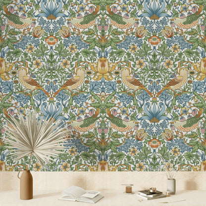 Bird and Floral Wallpaper Vintage Botanical Pattern Wall Mural