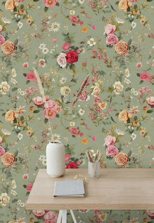 Vintage Floral Wallpaper Botanical Decorative Mural