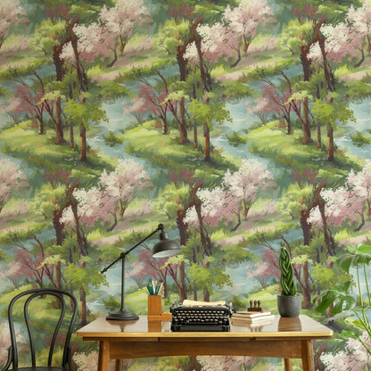 Pastel Landscape Cherry Blossom Wallpaper