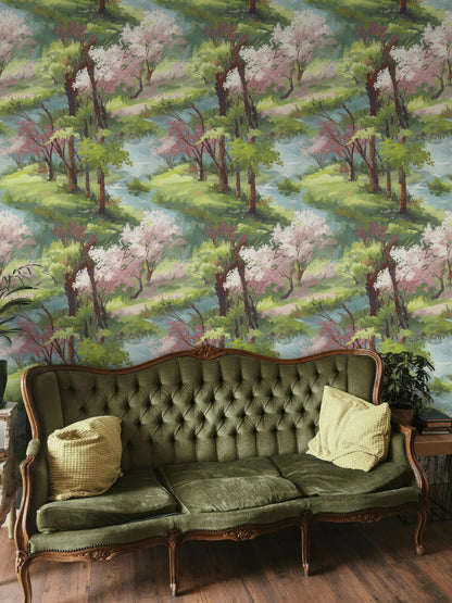 Pastel Landscape Cherry Blossom Wallpaper