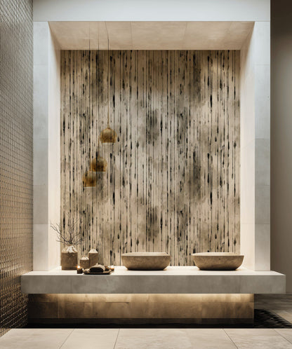 Textured Beige Vertical Stripes Abstract Wallpaper