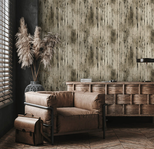 Ink Drip Wallpaper Taupe Black Decorative Mural