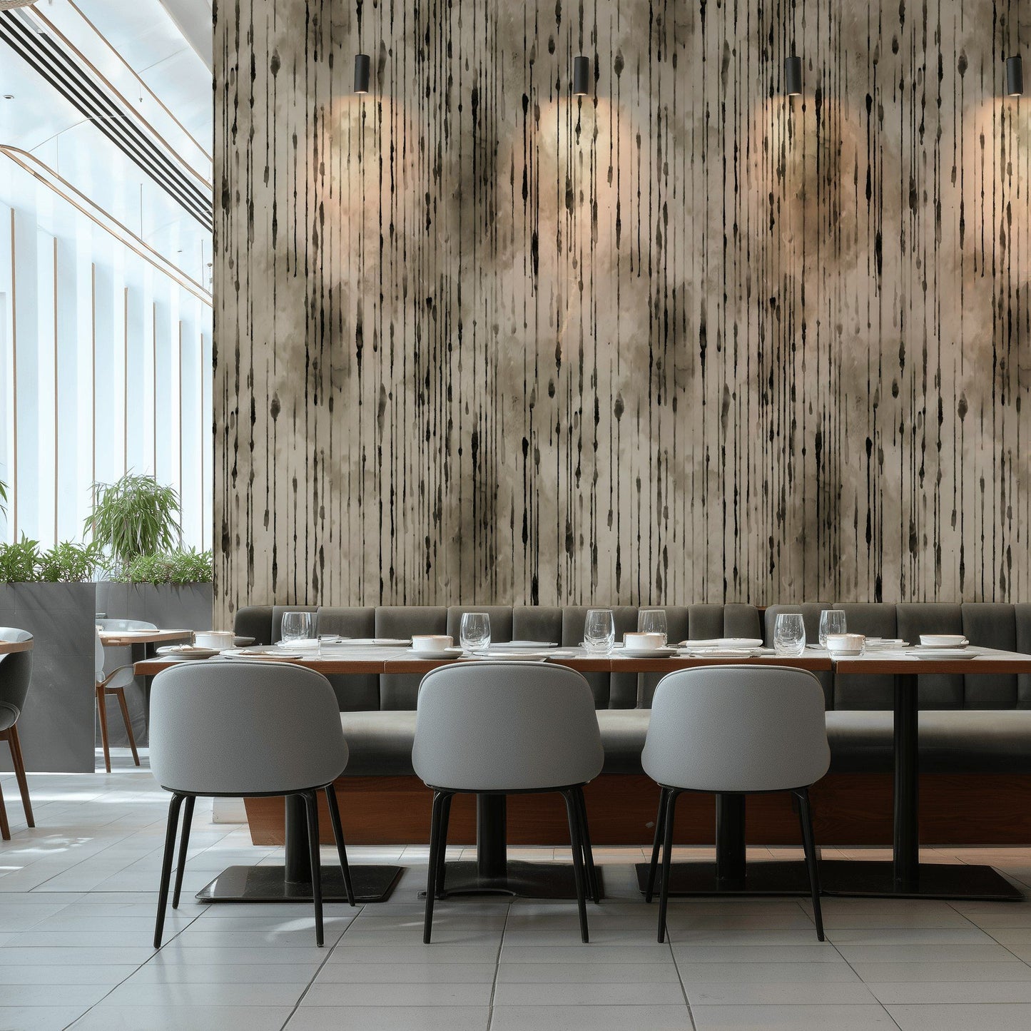 Ink Drip Wallpaper Taupe Black Decorative Mural