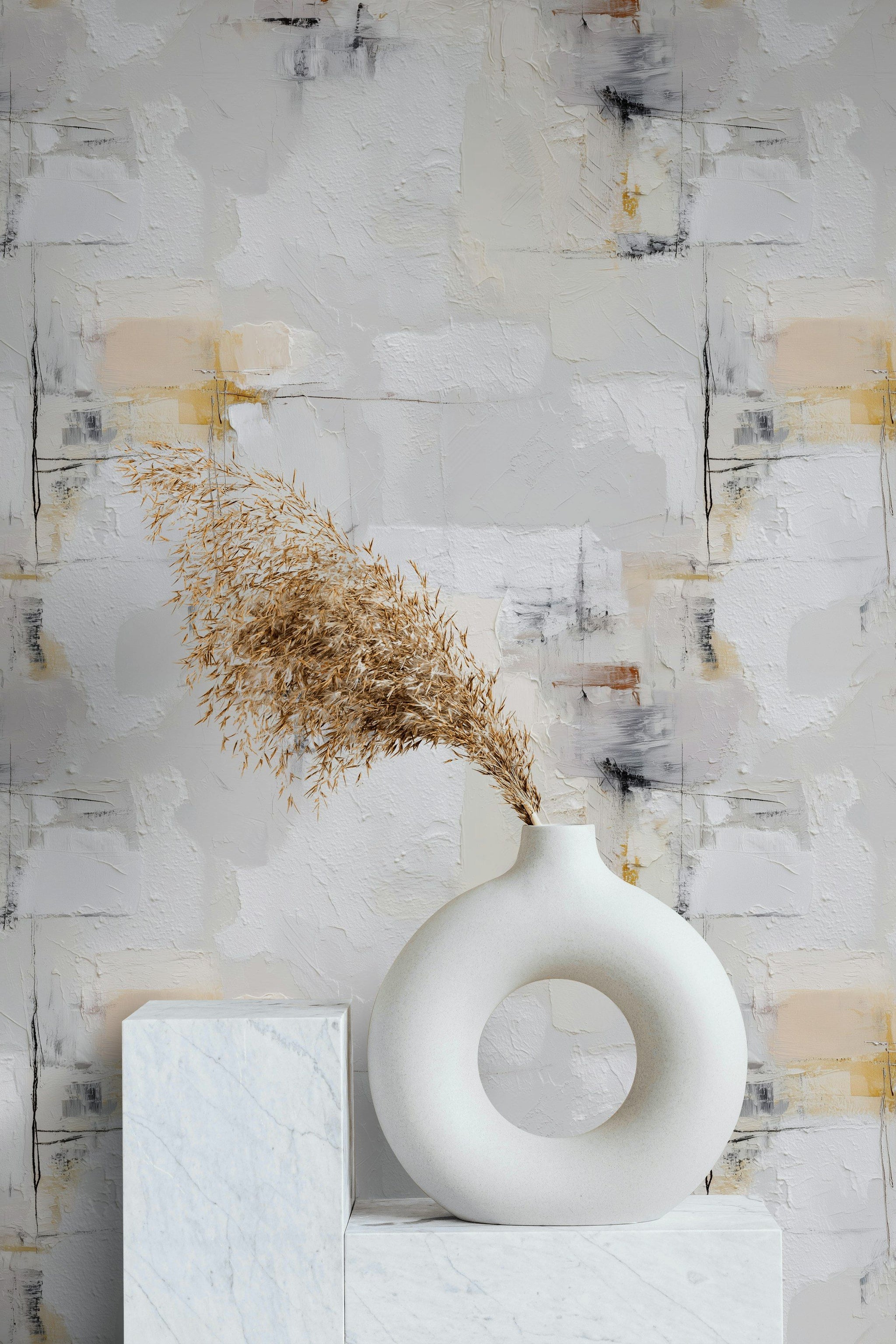 Cream and Gray Abstract Texture Wallpaper