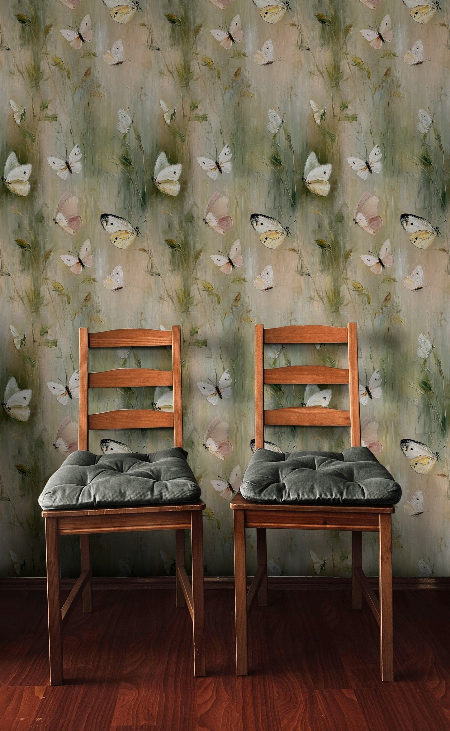 Butterfly Wallpaper Pastel Floral Decorative Mural