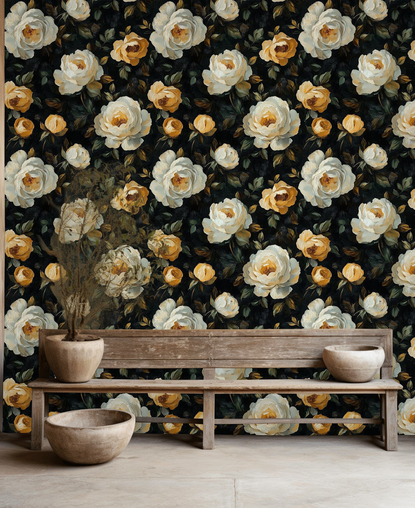 Yellow Rose Wallpaper Cream Peony Decorative Mural