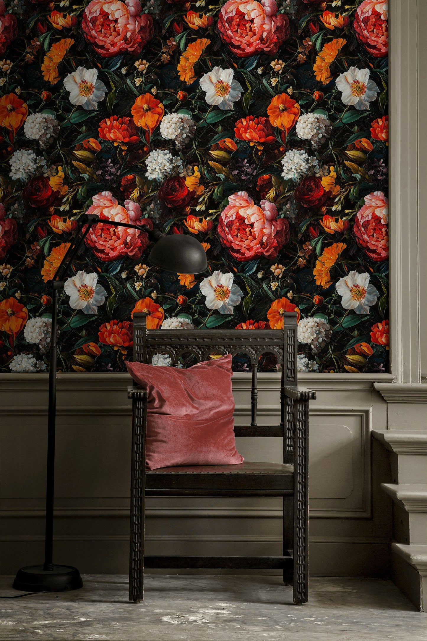 Dutch Floral Wallpaper Oil Painting Garden Decorative Mural