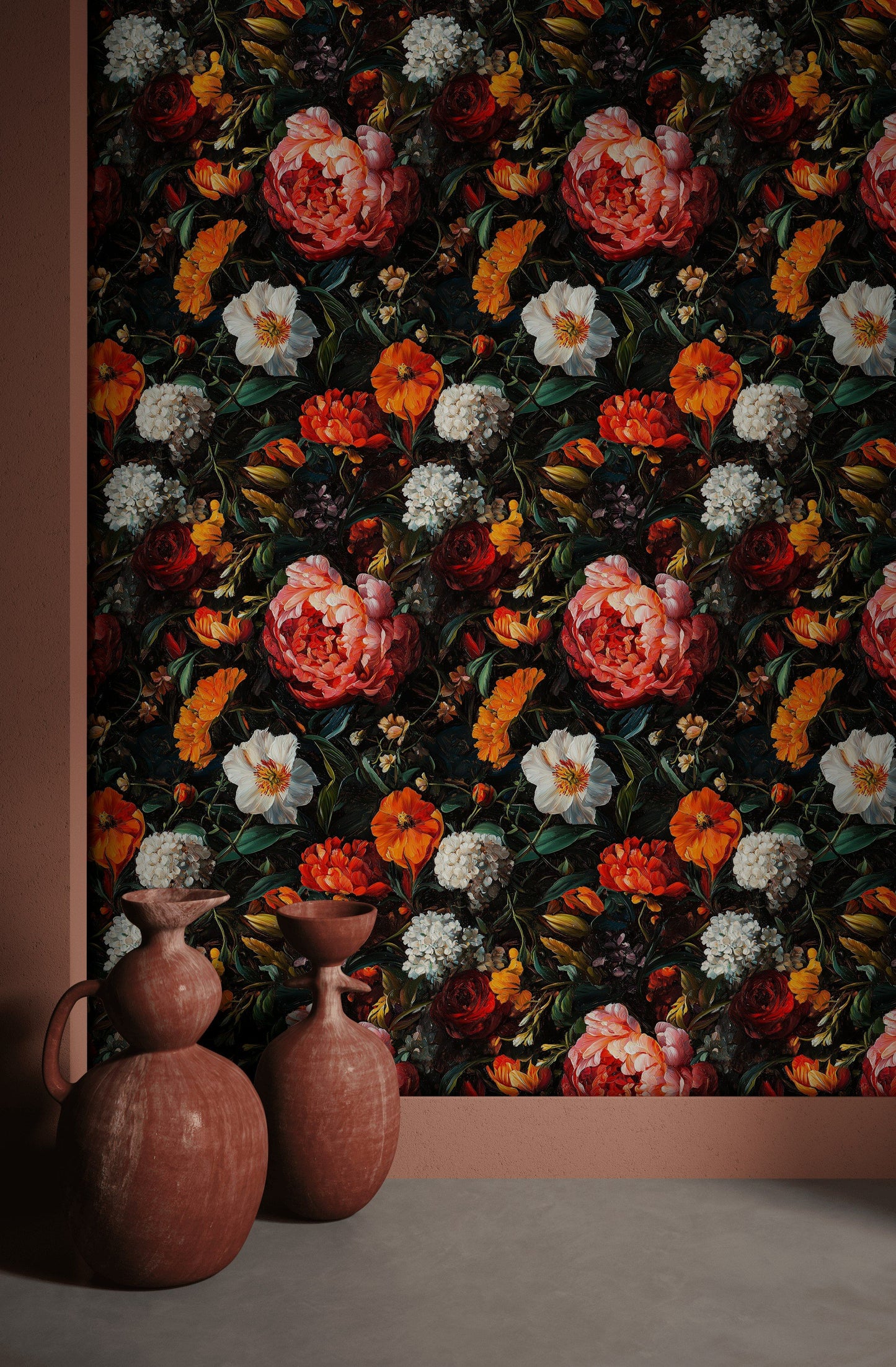 Dutch Floral Wallpaper Oil Painting Garden Decorative Mural