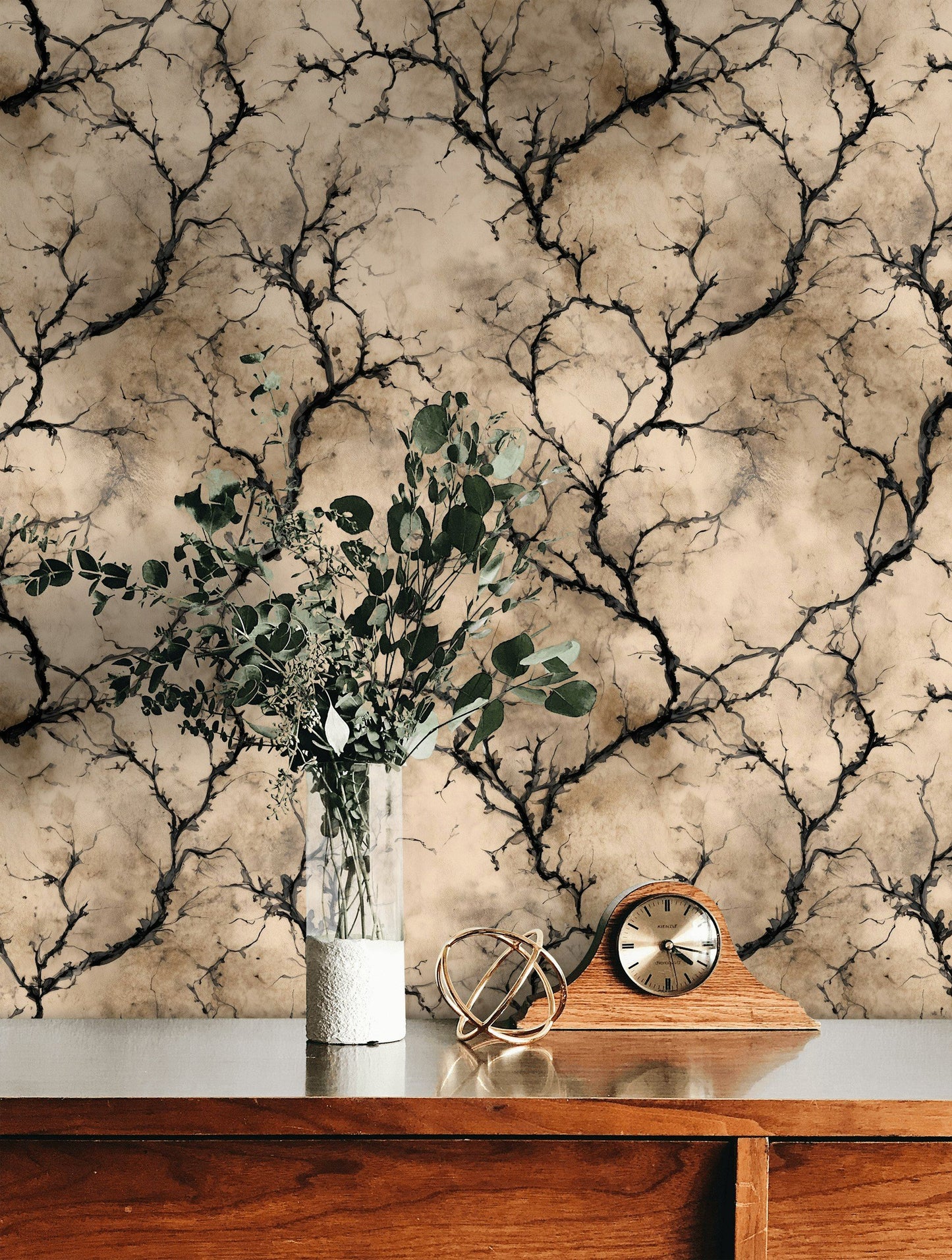Branch Pattern Wallpaper Ink Tree Organic Wall Mural