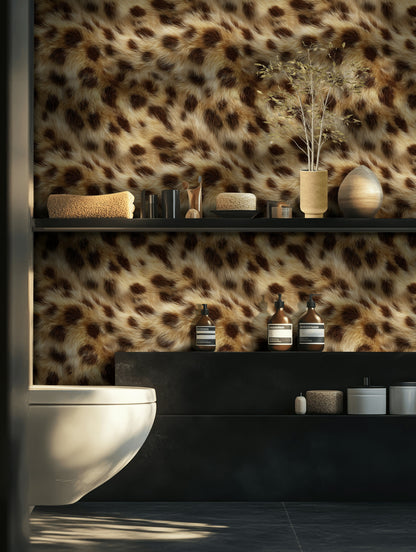Warm Brown Leopard Print Wallpaper