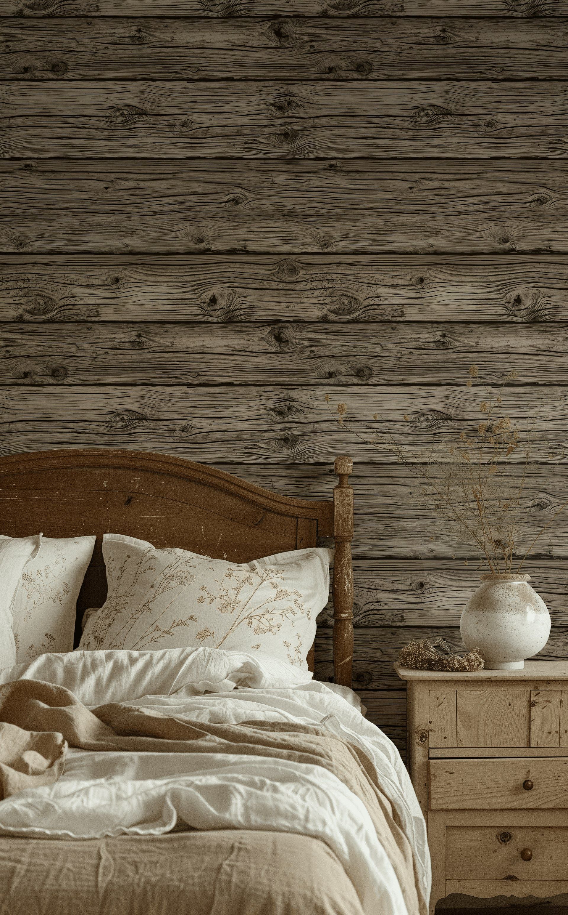 Rustic Gray Wood Plank Wallpaper