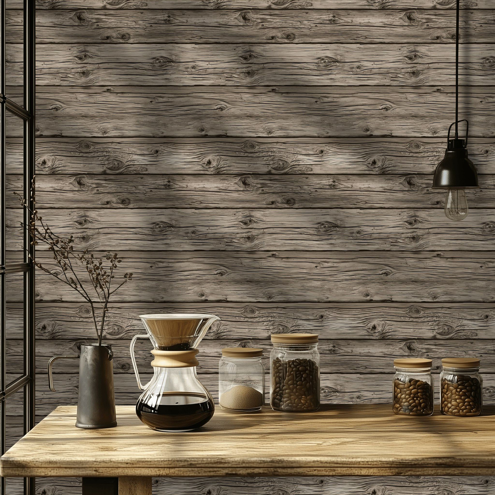 Rustic Gray Wood Plank Wallpaper