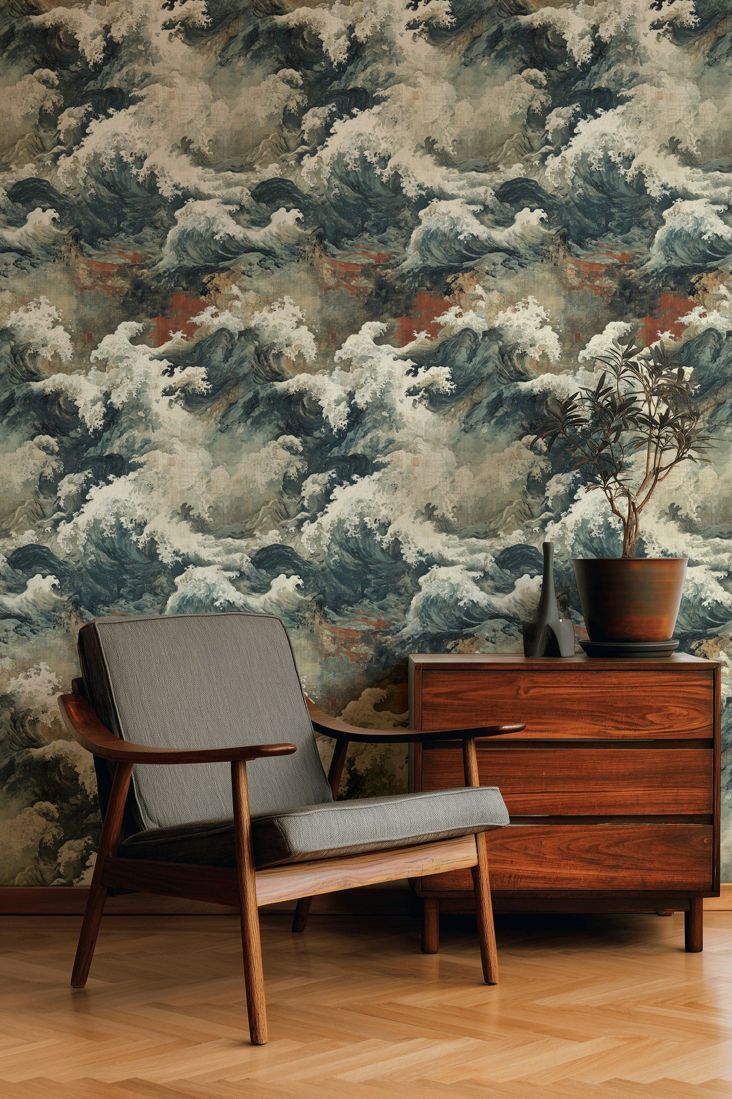 Japanese Wave Wallpaper Ocean Mural Classic Wall Decor