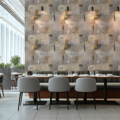 Muted Gray and Cream Abstract Geometric Wallpaper