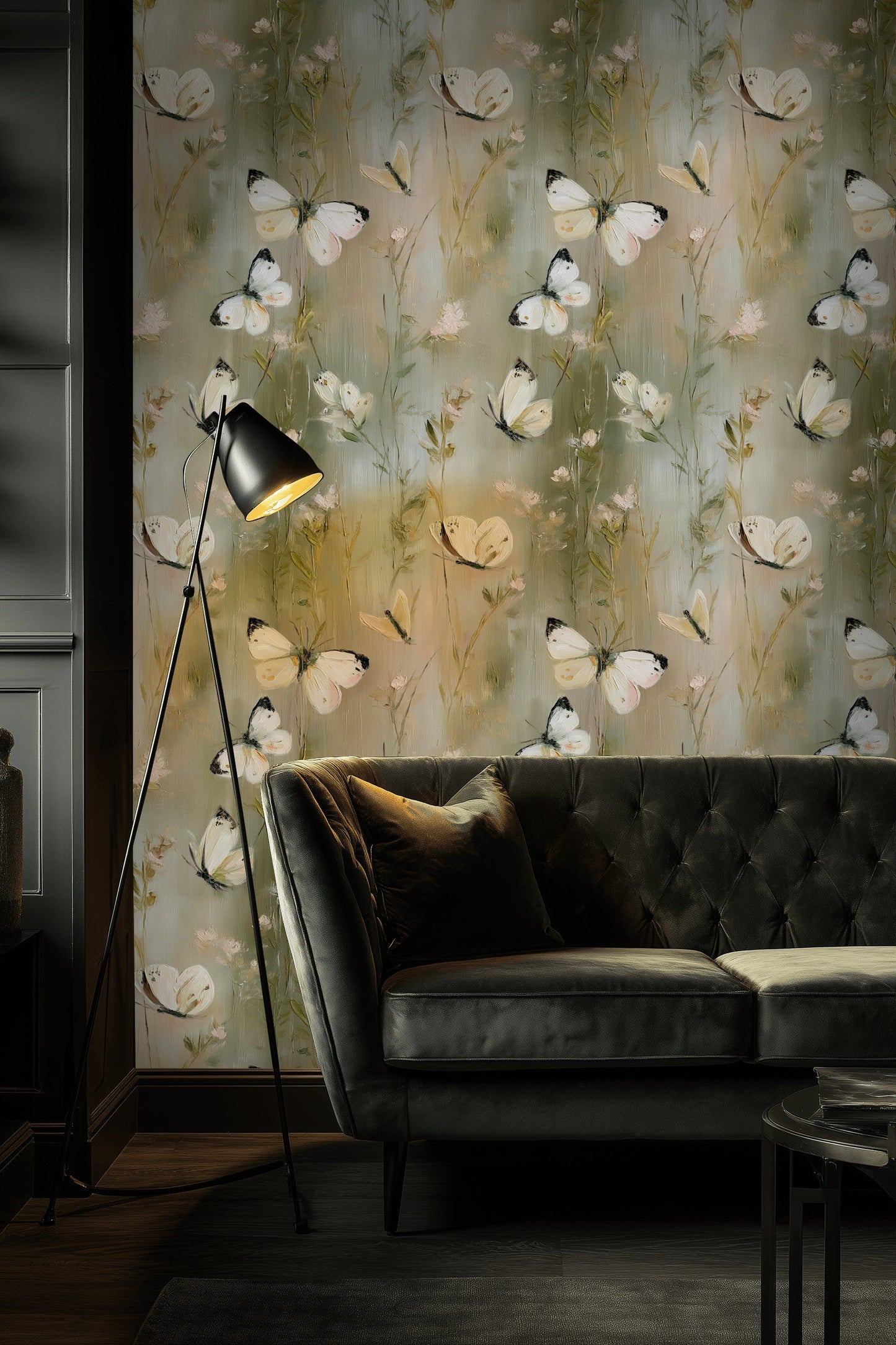 Butterfly Meadow Wallpaper Soft Floral Removable Wall Decor