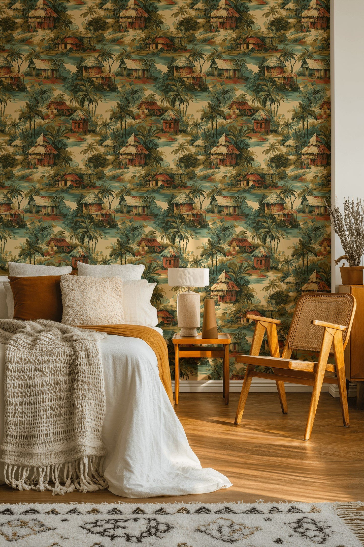 Tropical Village Wallpaper Jungle Palm Wall Mural