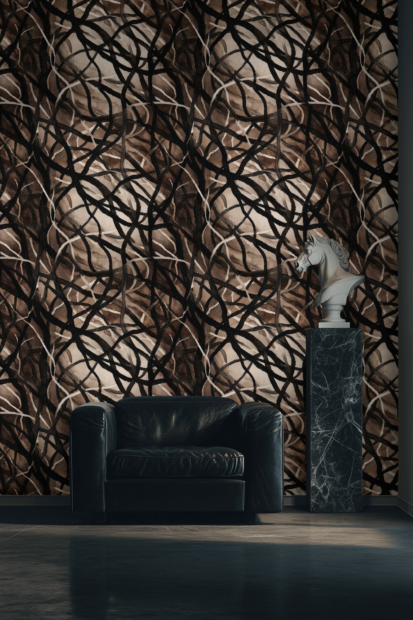 Abstract Branches Wallpaper Modern Mural Neutral Wall Decor